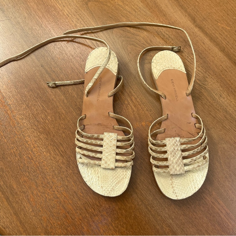 Devi Kroell Beige Python Sandals - image 2